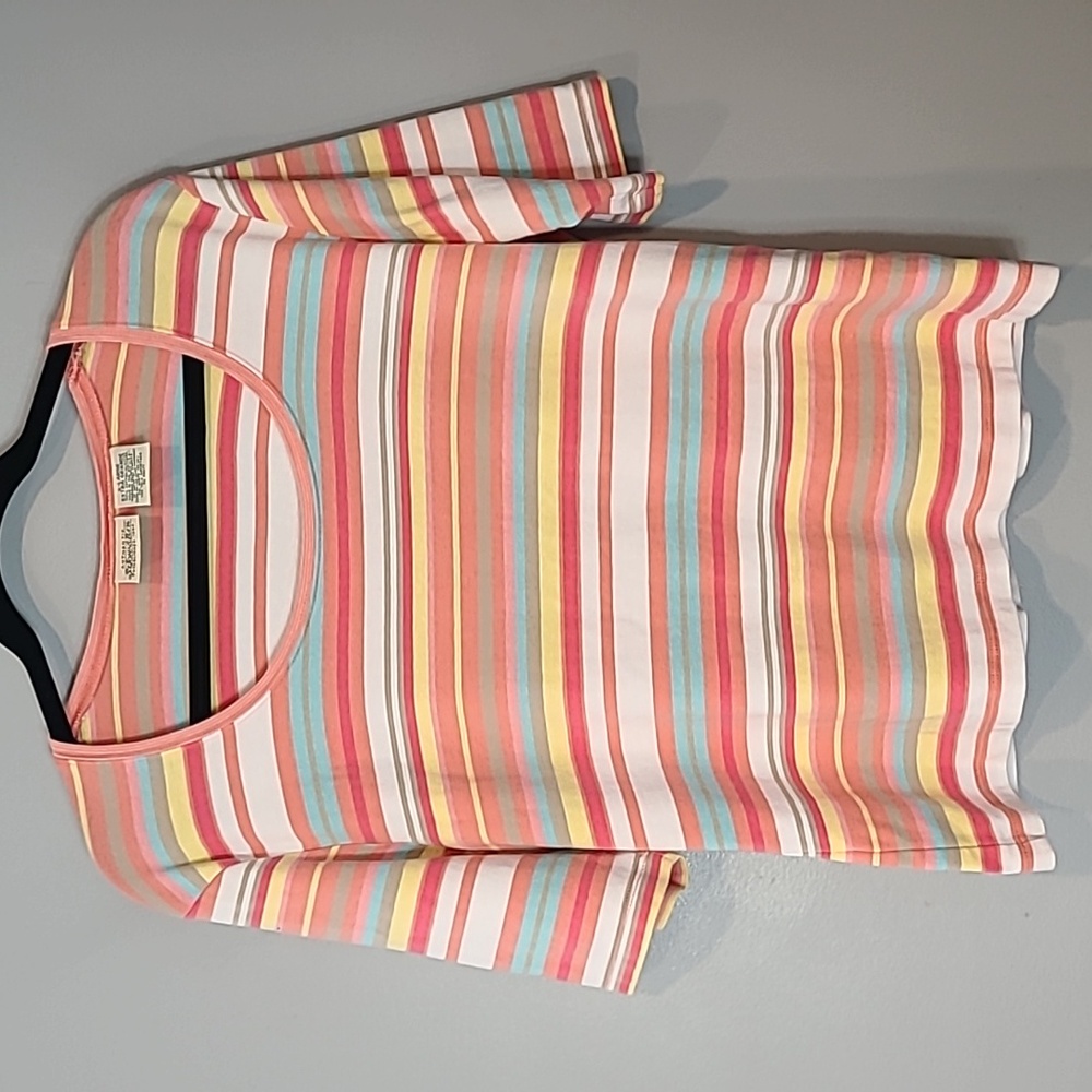 Vintage 90s‎ striped tee Comfy Size XL Made In The USA Preppy Summer Coastal